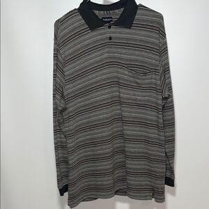 Van Heusen Black and Gray Striped Polo Shirt
